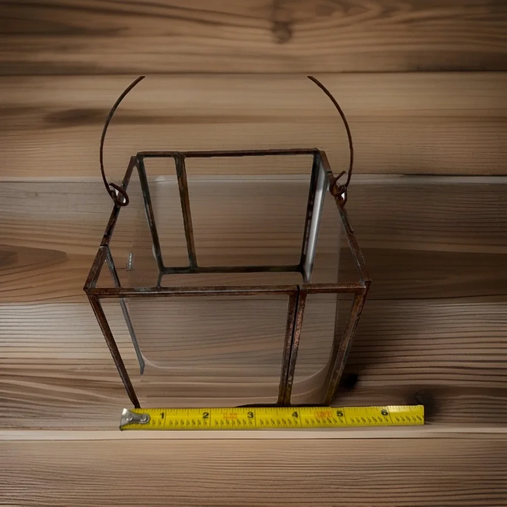 VNTG‎ Farmhouse Rustic Cabin Copper & Glass Candle Holder/multipurpose Container